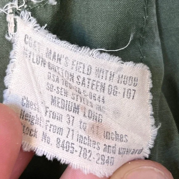 Vintage 1960s US Military M-65 Hooded Field Jacket Medium Army OG-107 No Liner - Picture 4 of 16